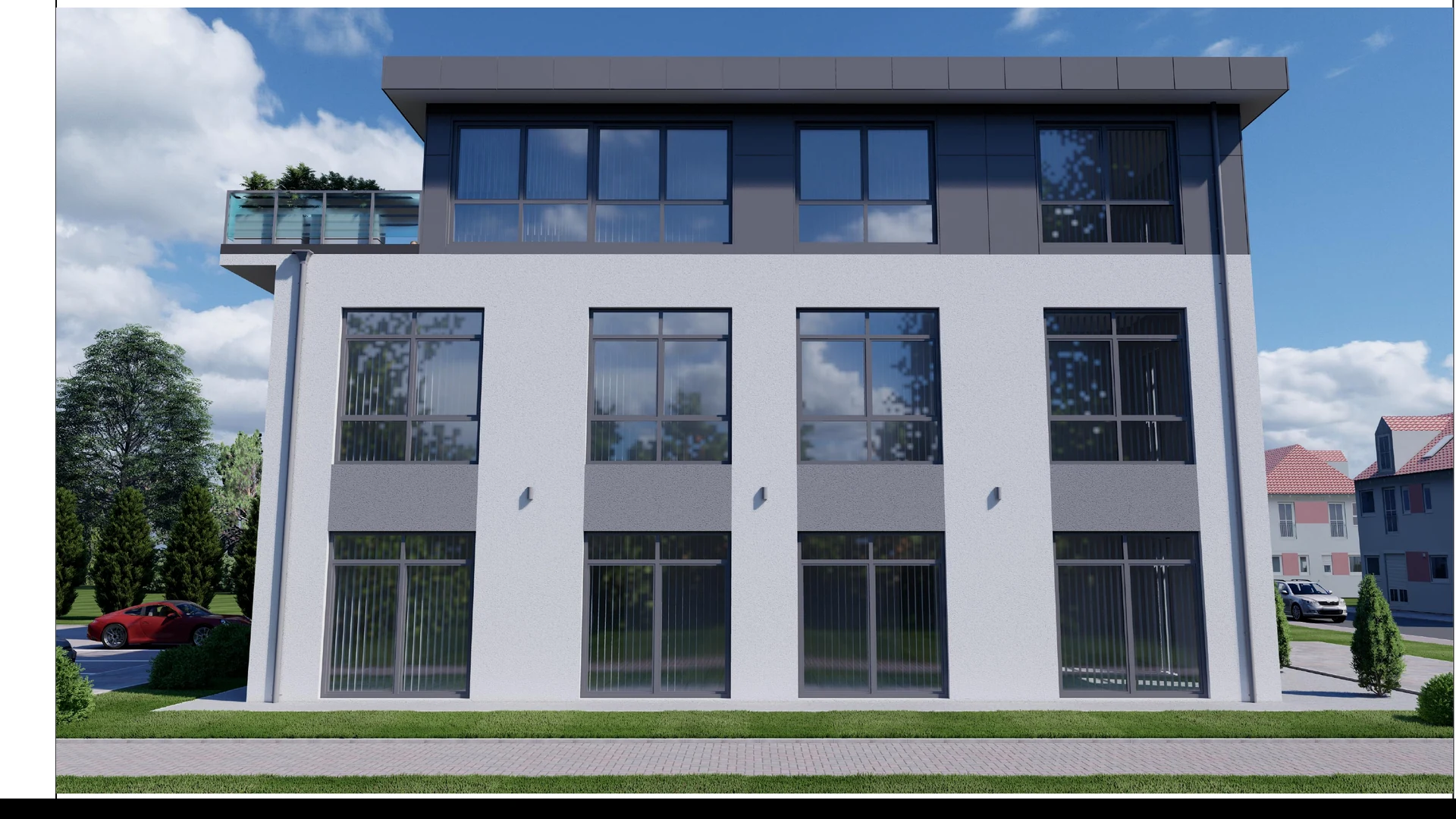 Seitenansicht der B&uuml;rogeb&auml;udeaufstockung
