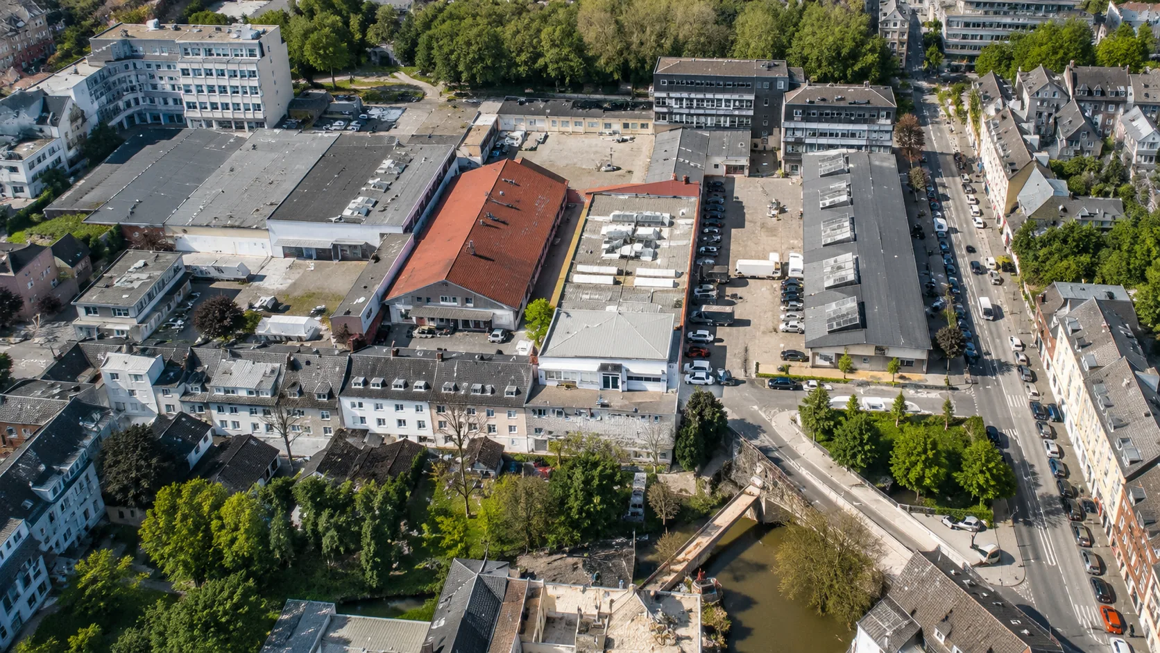 Luftaufnahme des Gewerbestandorts in Krefeld
