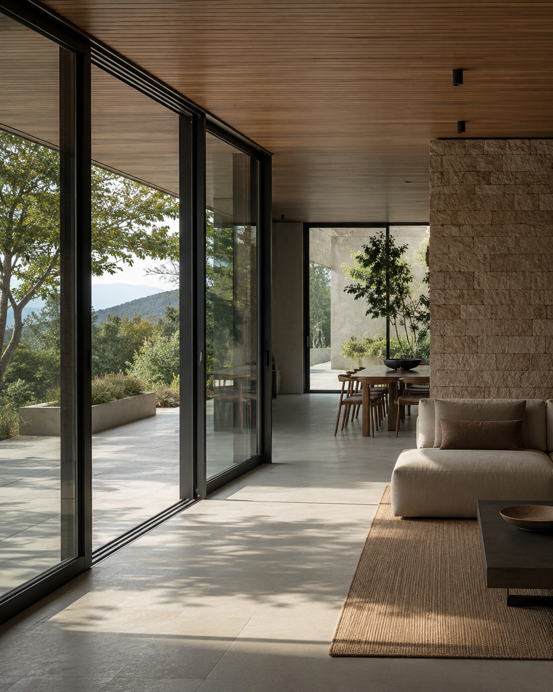 Moderne Fenster und Türen im architektonischen Raum