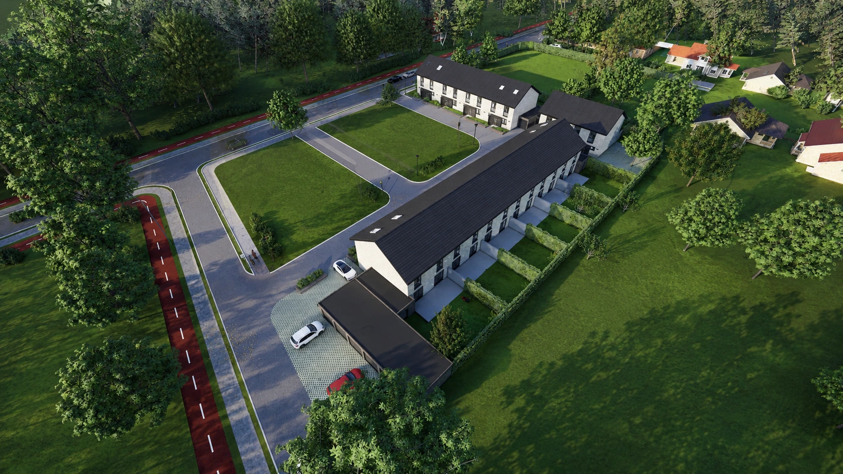 Luftansicht des Masterplans von German Cottage